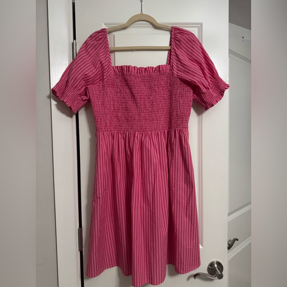 Draper James Cam Smocked Dress in Pink Stripe